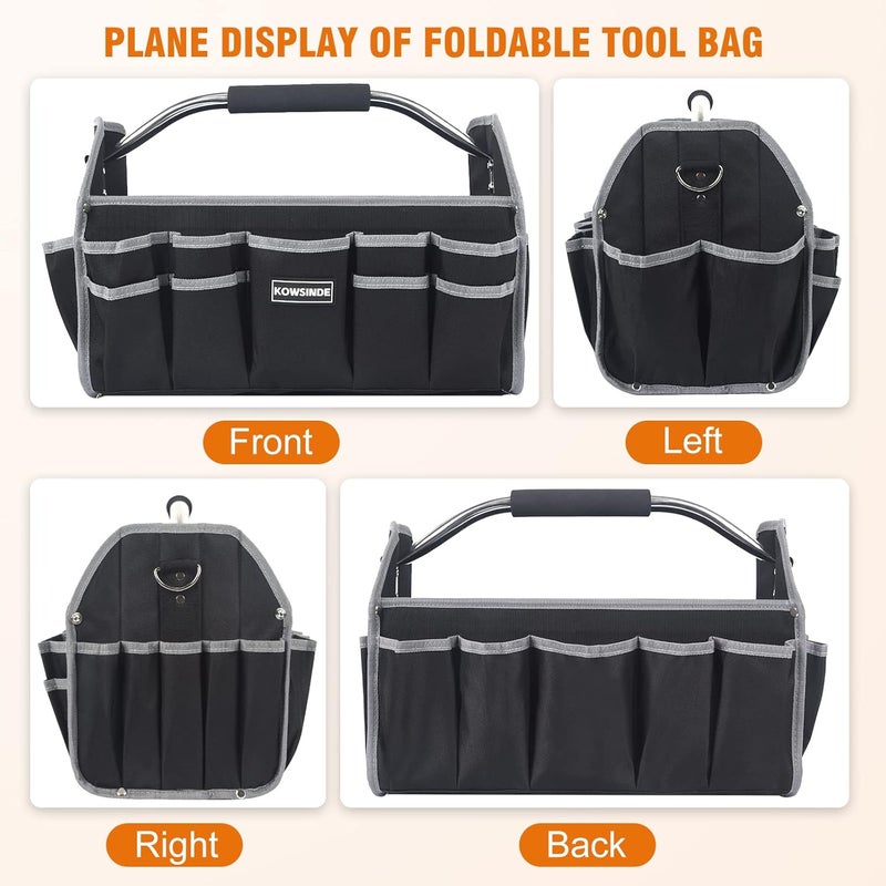 KOWSINDE 16 Inch Tool Bag, Electrician Tool Bag, Open Top Tool Bags, 26 Pockets Can Hold Many Tools, Steel Handle and Removable Shoulder Strap - Image 4